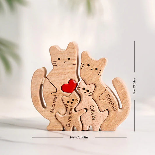 Puzzle Chat en bois personnalisé